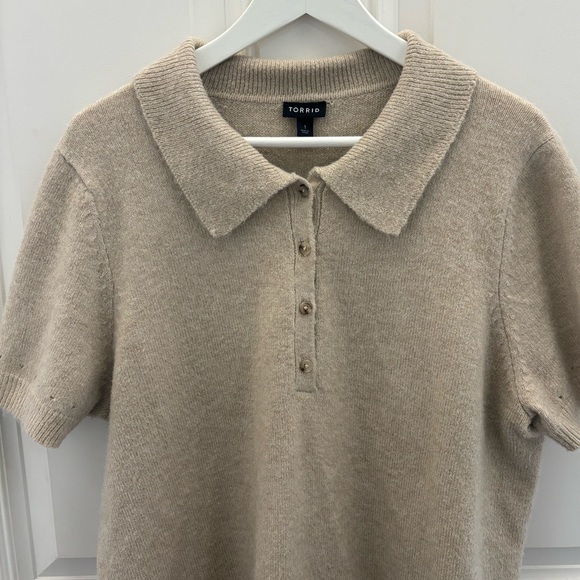Torrid Vegan Cashmere Pullover Polo Sweater Size 1 - Picture 10 of 14